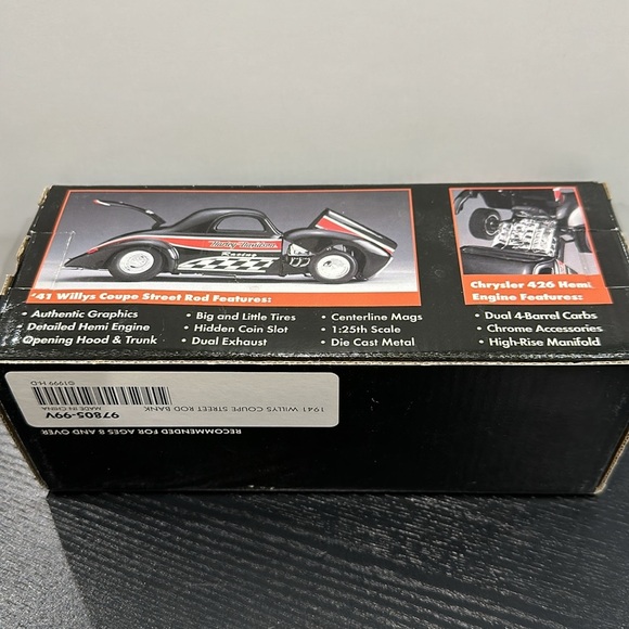 Harley-Davidson Vintage Die Cast Model Car ‘41 Willys Coupe Street Rod - Picture 4 of 13